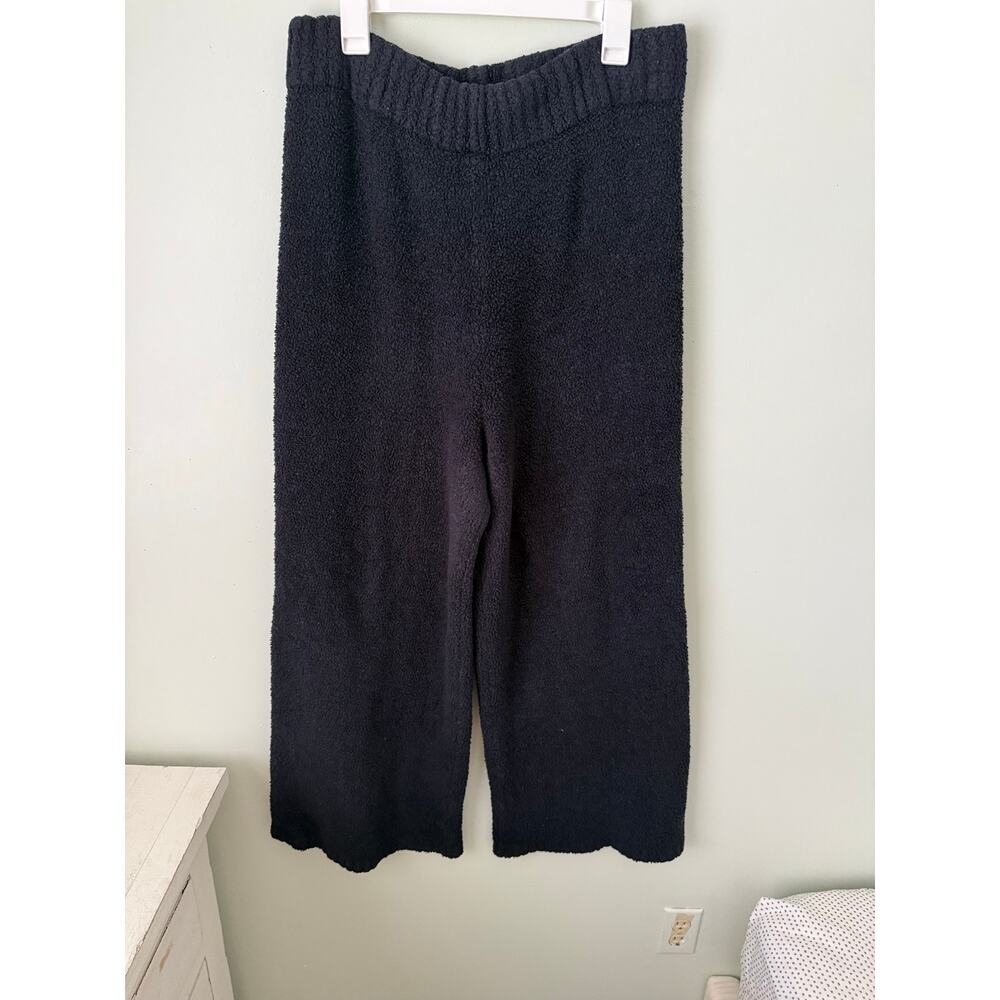 Textured Preppy Black Cozy Knit Wide Leg Bouclé SKIMS Lounge Pants Casual Preppy - Picture 3 of 15